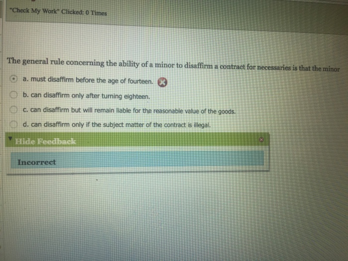Solved The general rule concerning the ability of a minor to | Chegg.com