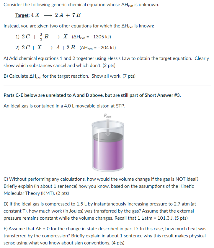 Solved Consider The Following Generic Chemical Equation | Chegg.com