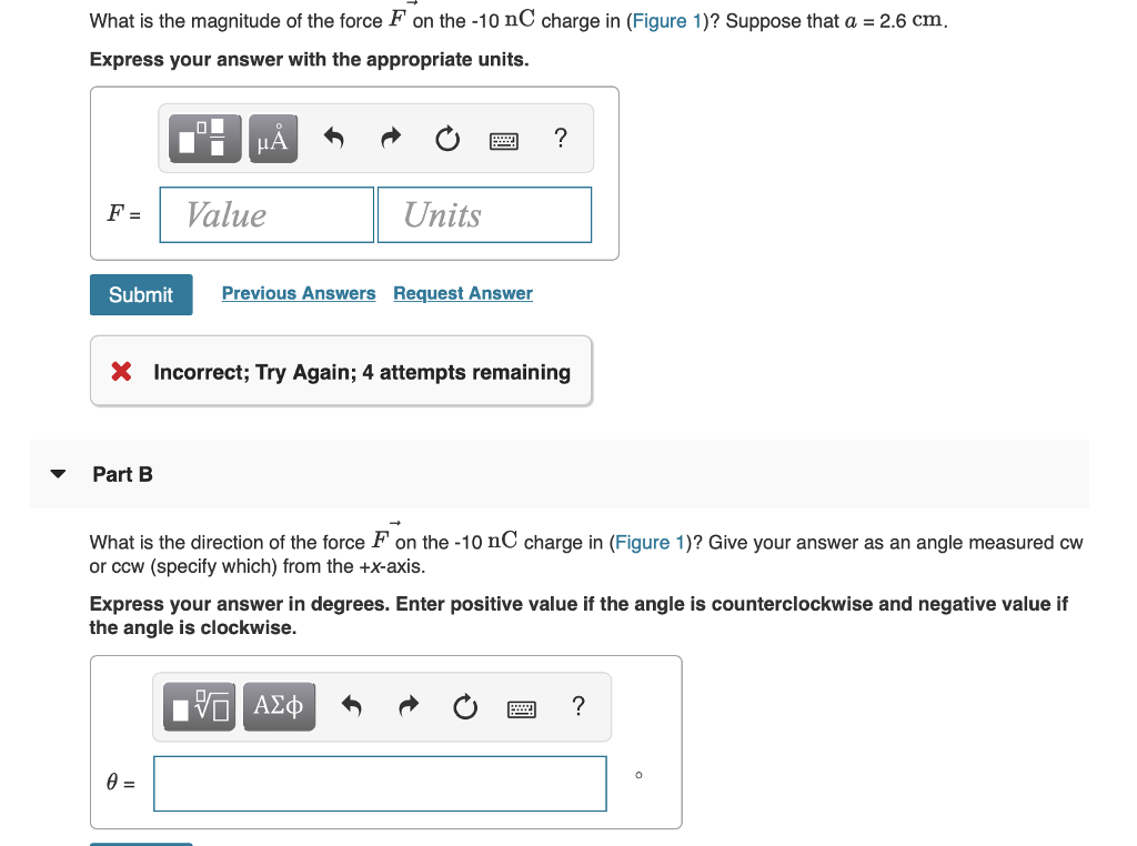Solved What is the magnitude of the force F on the -10 nC | Chegg.com