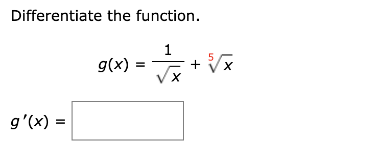 Solved Differentiate The Function Gxx15x G′x 5592