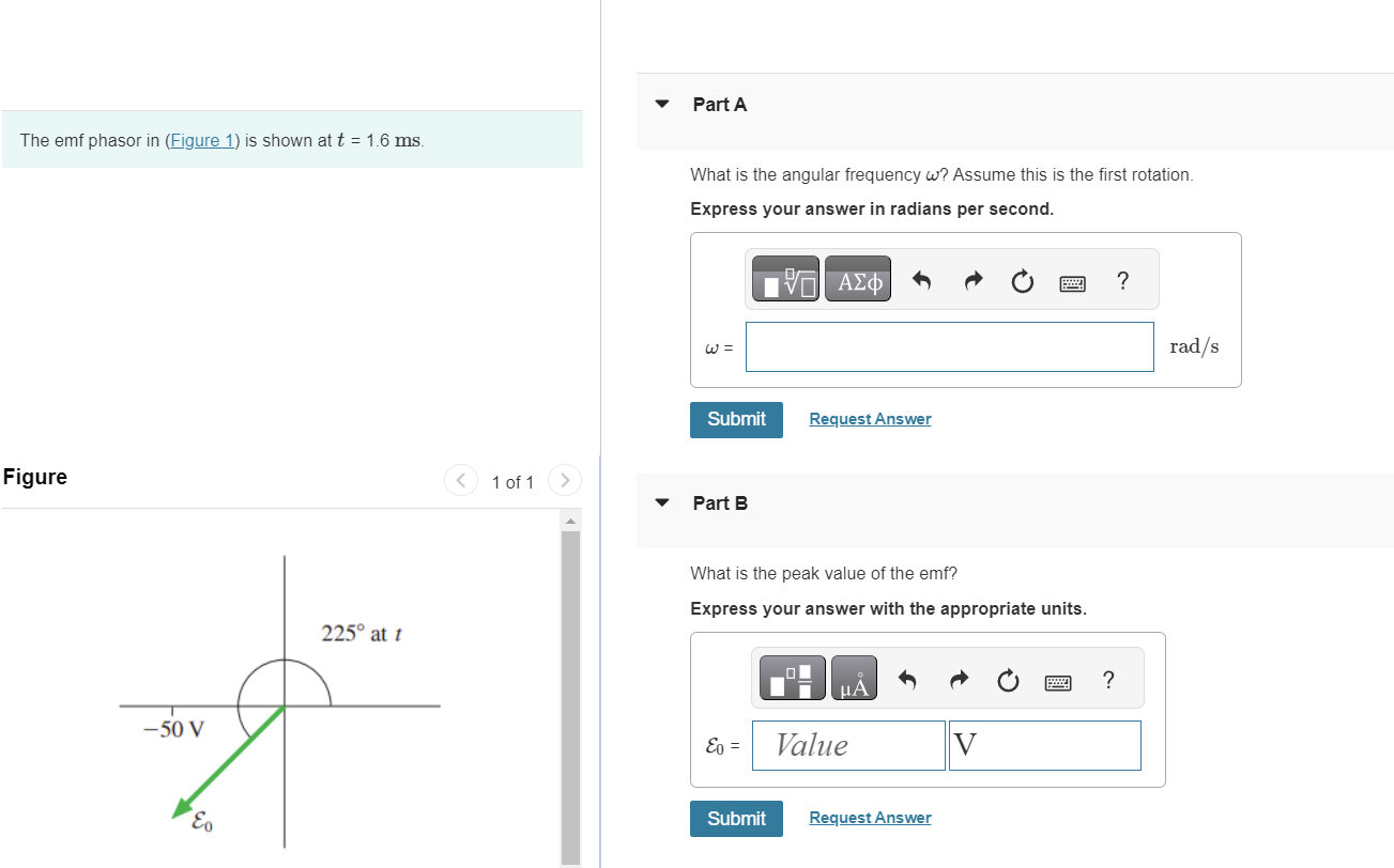 Solved Part AThe Emf Phasor In (Figure 1) ﻿is Shown At | Chegg.com