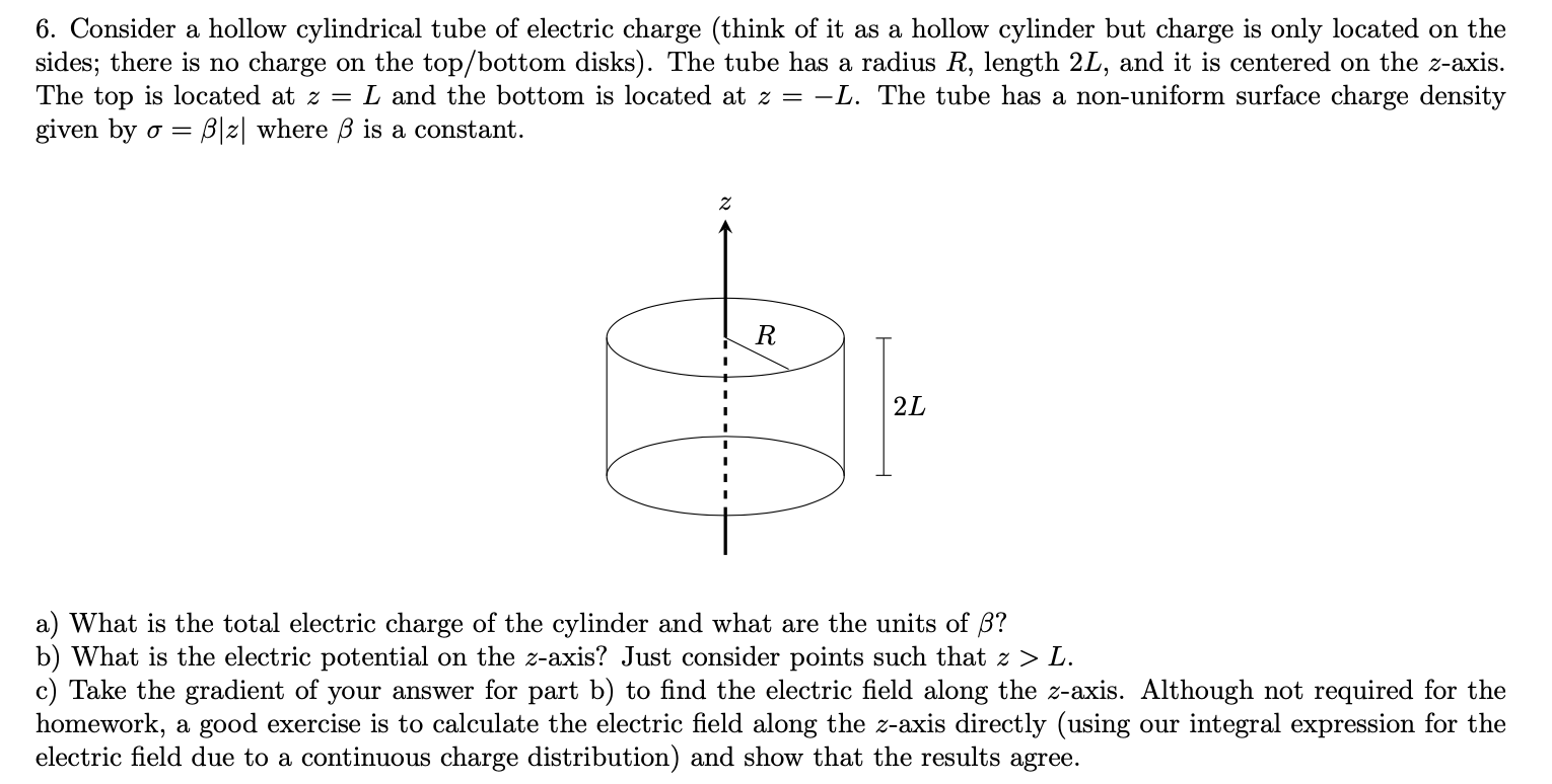 Solved 6. Consider a hollow cylindrical tube of electric