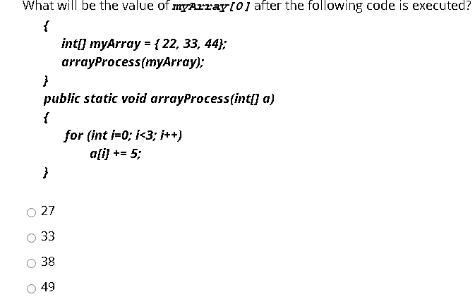 Solved What will be the value of myArray[0] after the | Chegg.com