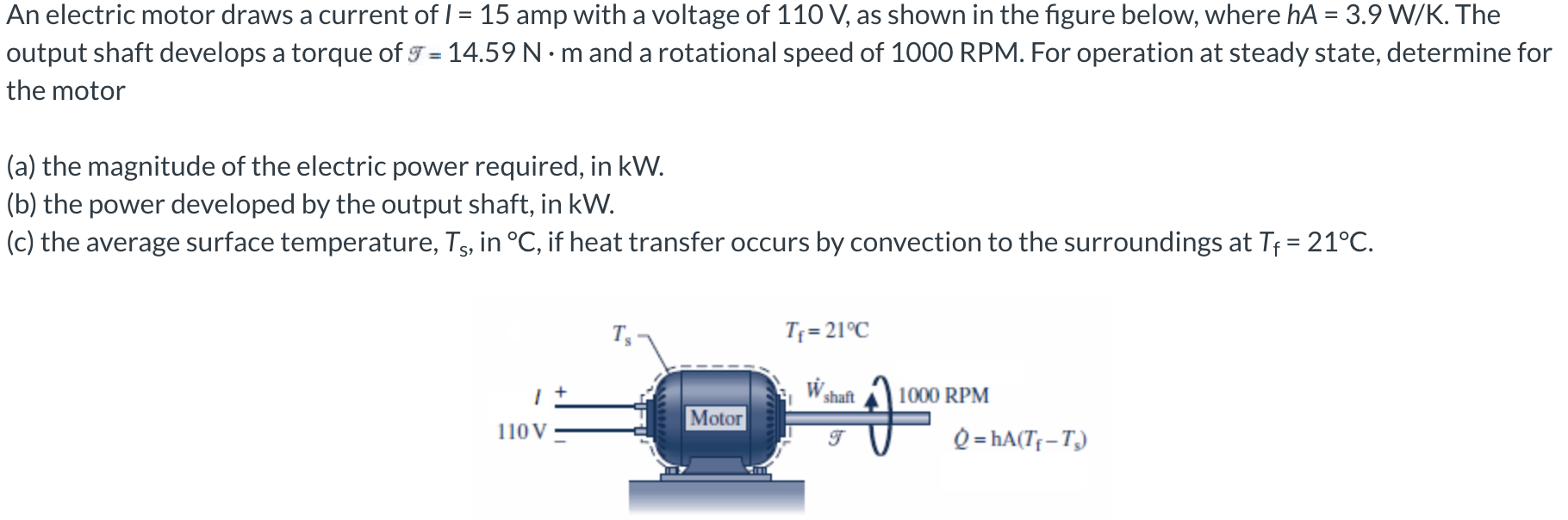 Solved An electric motor draws a current of I = 15 amp with
