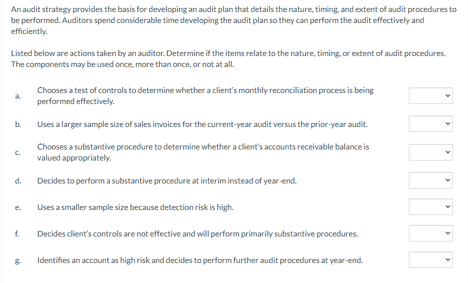 Solved An audit strategy provides the basis for developing