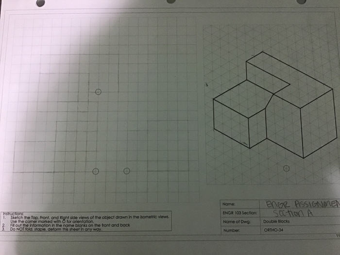 Solved Help with this orthogonal drawing for top front and | Chegg.com