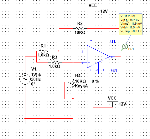 Solved I have this circuit in multisim to measure the CMRR