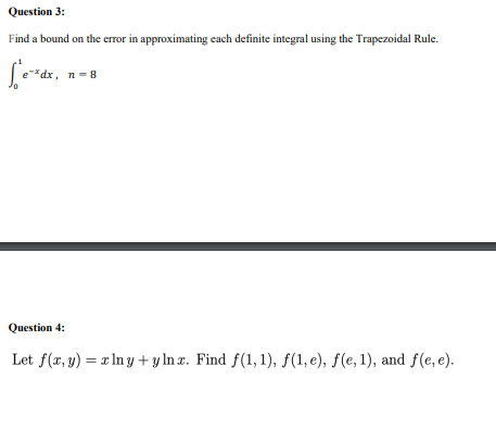 Solved Find a bound on the error in approximating each | Chegg.com