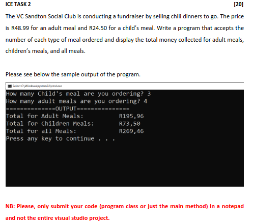 Solved The VC Sandton Social Club is conducting a fundraiser Chegg
