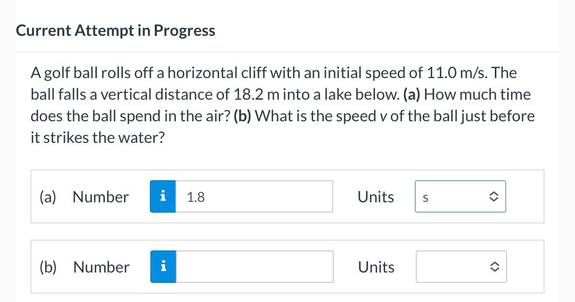 Solved A golf ball rolls off a horizontal cliff with an