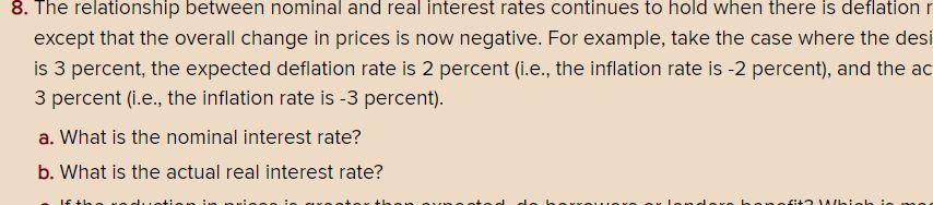Solved 8. The relationship between nominal and real interest | Chegg.com