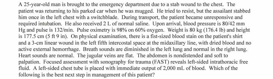 Solved A 25-year-old man is brought to the emergency | Chegg.com