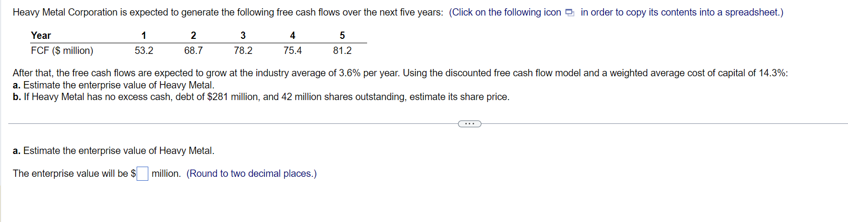 Solved After That, The Free Cash Flows Are Expected To Grow | Chegg.com