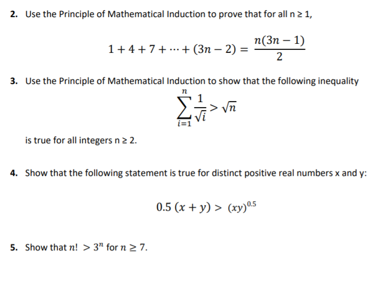 Solved 2 Use The Principle Of Mathematical Induction To