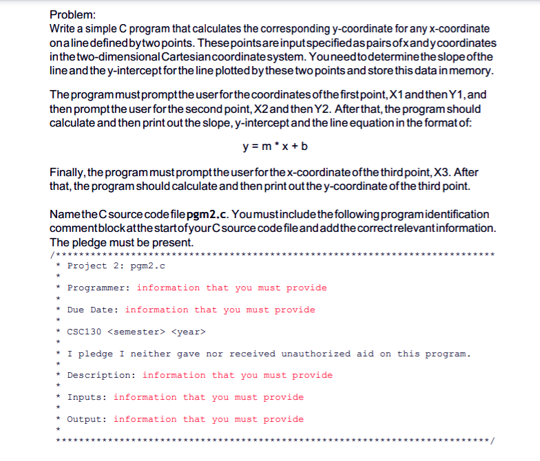 Solved Problem: Write a simple C program that calculates the | Chegg.com