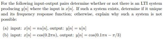 Solved For the following input-output pairs determine | Chegg.com