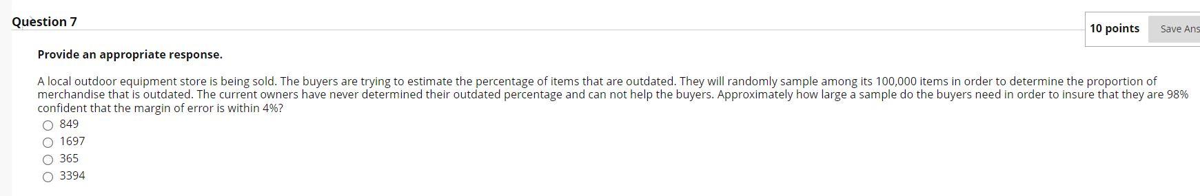 Solved Question 7 10 points Save Ans Provide an appropriate | Chegg.com