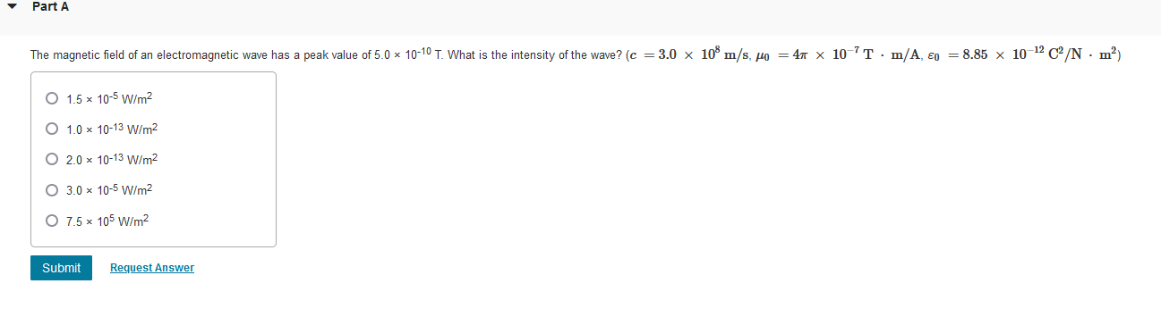 Solved Part A The magnetic field of an electromagnetic wave | Chegg.com