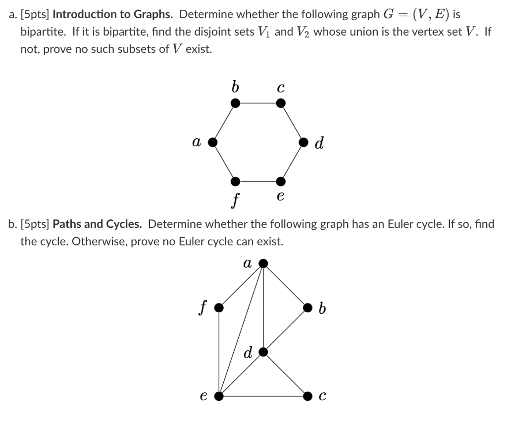 Solved a. [5pts] Introduction to Graphs. Determine whether | Chegg.com
