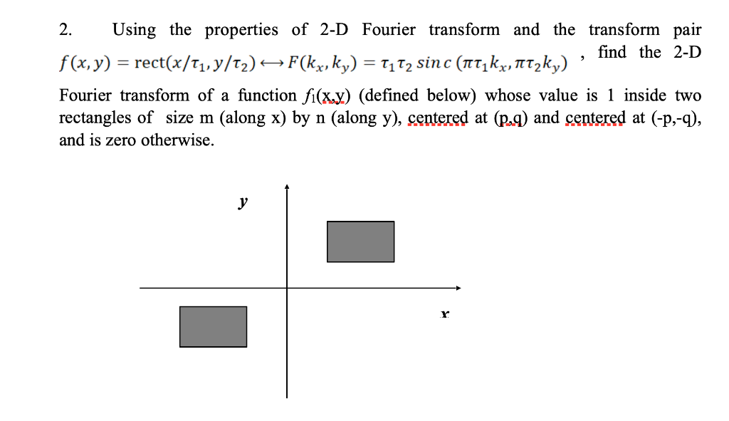 2. Using the properties of 2-D Fourier transform and | Chegg.com