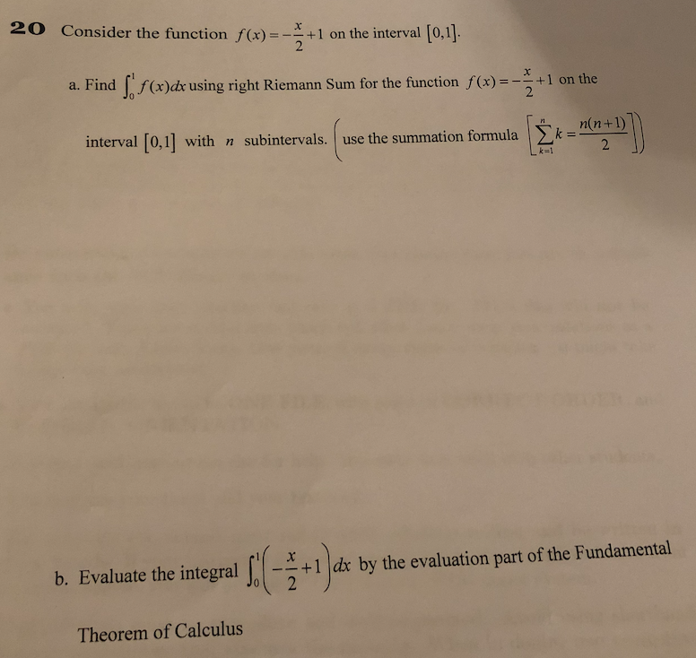 Solved Reimann Sum and Fundamental Theorem of Calculus | Chegg.com