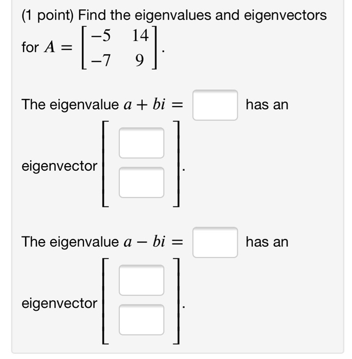 Solved (1 Point) Find The Eigenvalues And Eigenvectors [-5 | Chegg.com