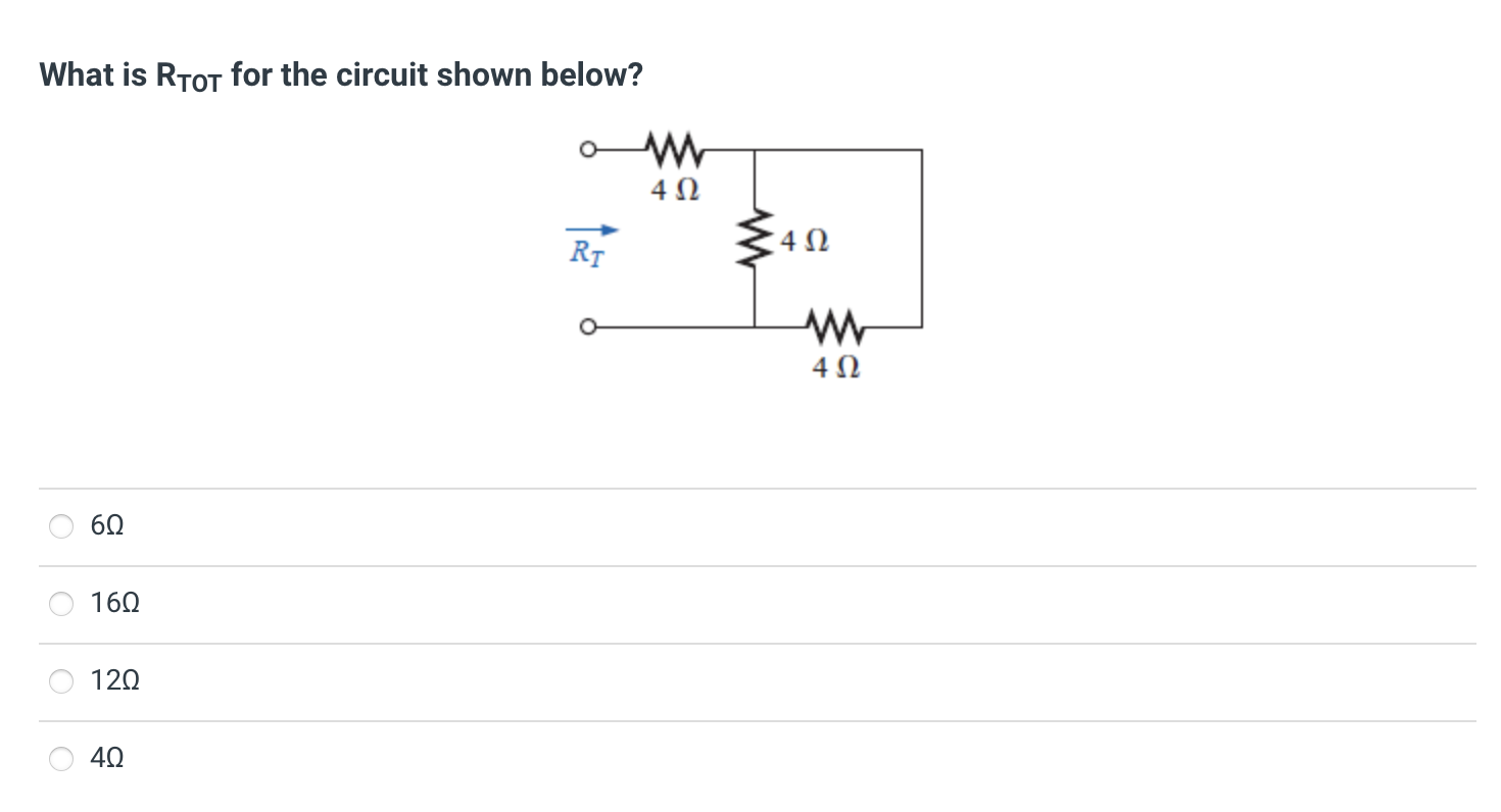 Solved What is RTOT for the circuit shown below? 6Ω 16Ω 12Ω | Chegg.com