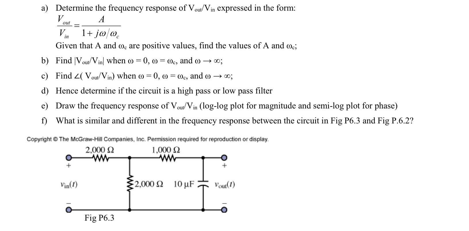 Solved out in a) Determine the frequency response of | Chegg.com
