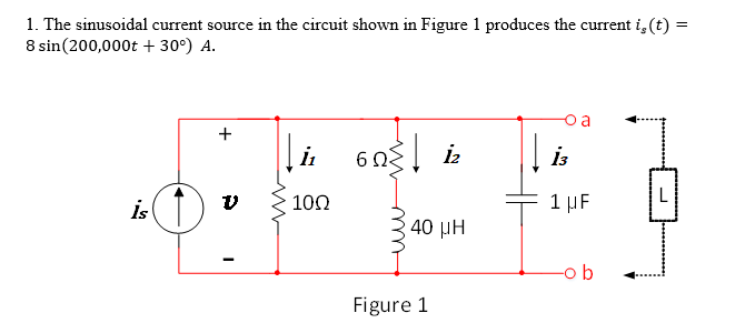 Solved 1. The sinusoidal current source in the circuit shown | Chegg.com