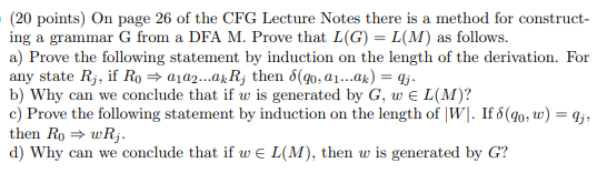 (20 points) On page 26 of the CFG Lecture Notes there | Chegg.com