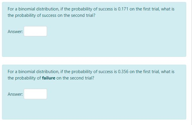 in binomial distribution probability of success from trial to trial