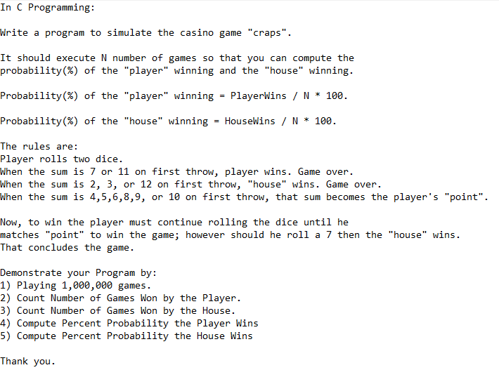 Simulate a Dice Roll With C Code