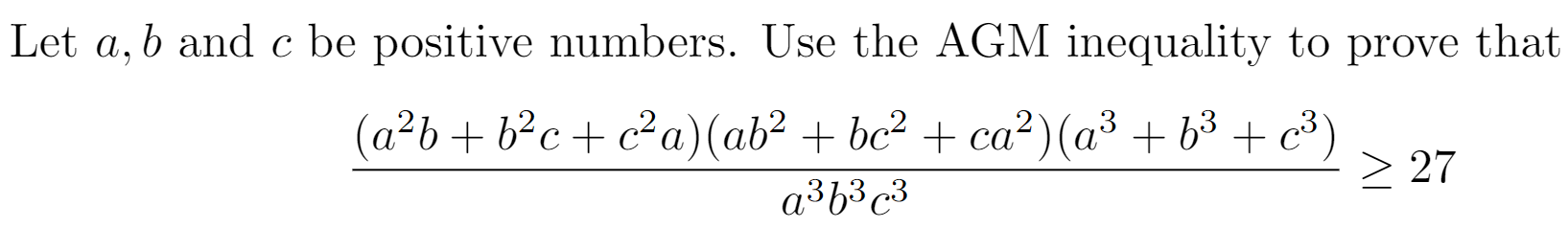 Solved Let a, b and c be positive numbers. Use the AGM | Chegg.com
