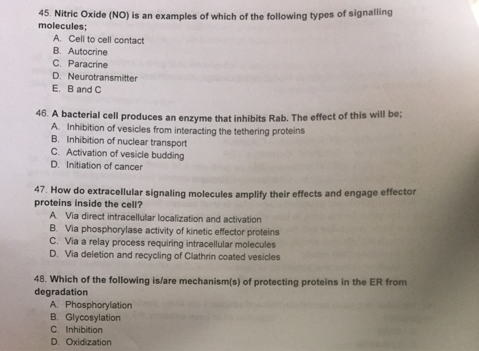 Solved 45. Nitric Oxide (NO) is an examples of which of the | Chegg.com