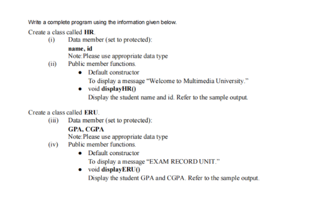 Solved Write a complete program using the information given | Chegg.com