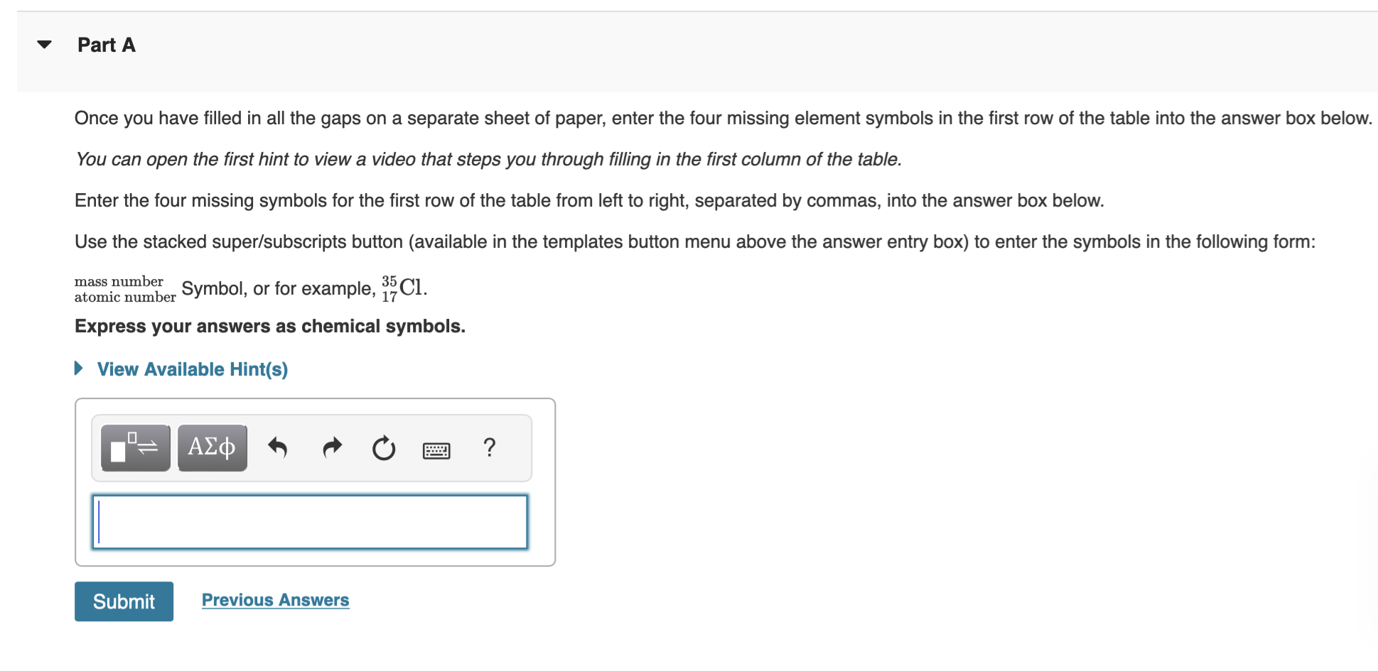 Solved 1735Cl In this form the mass number, 35 , is a | Chegg.com