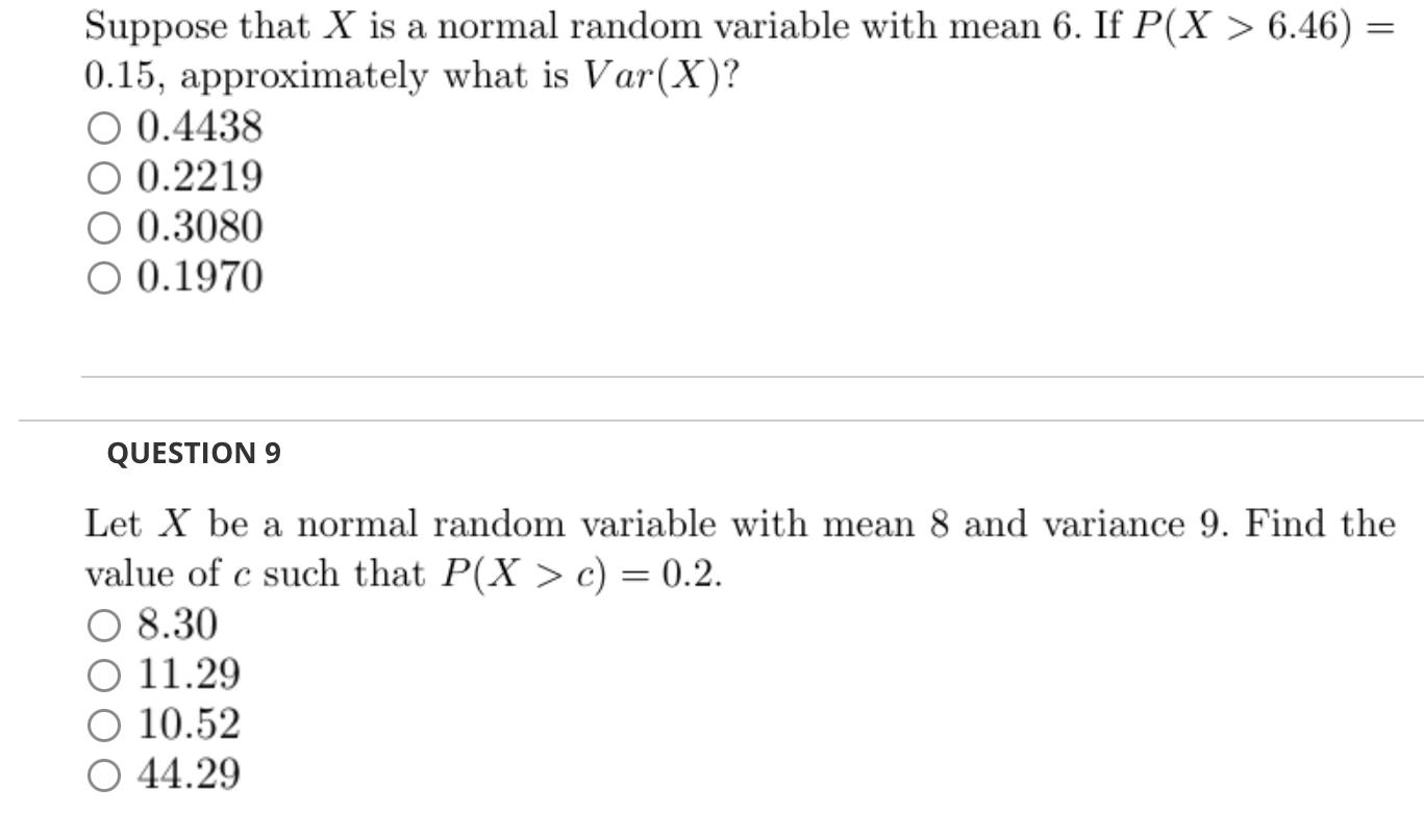Solved Suppose that X is a normal random variable with mean | Chegg.com