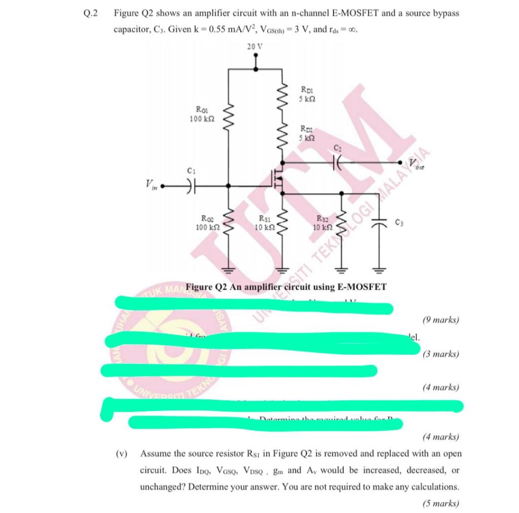 Solved Q.2 Figure Q2 Shows An Amplifier Circuit With An | Chegg.com