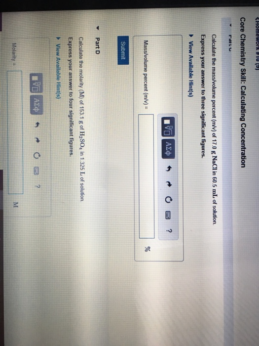Solved Core Chemistry Skill: Calculating Concentration | Chegg.com