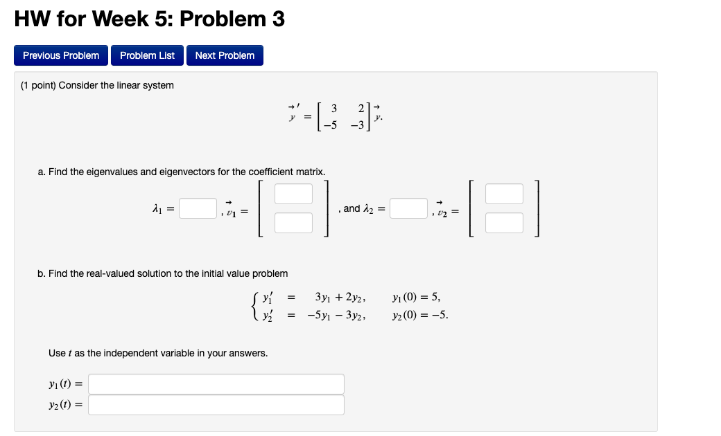 Solved HW for Week 5: Problem 3 Previous Problem Problem | Chegg.com