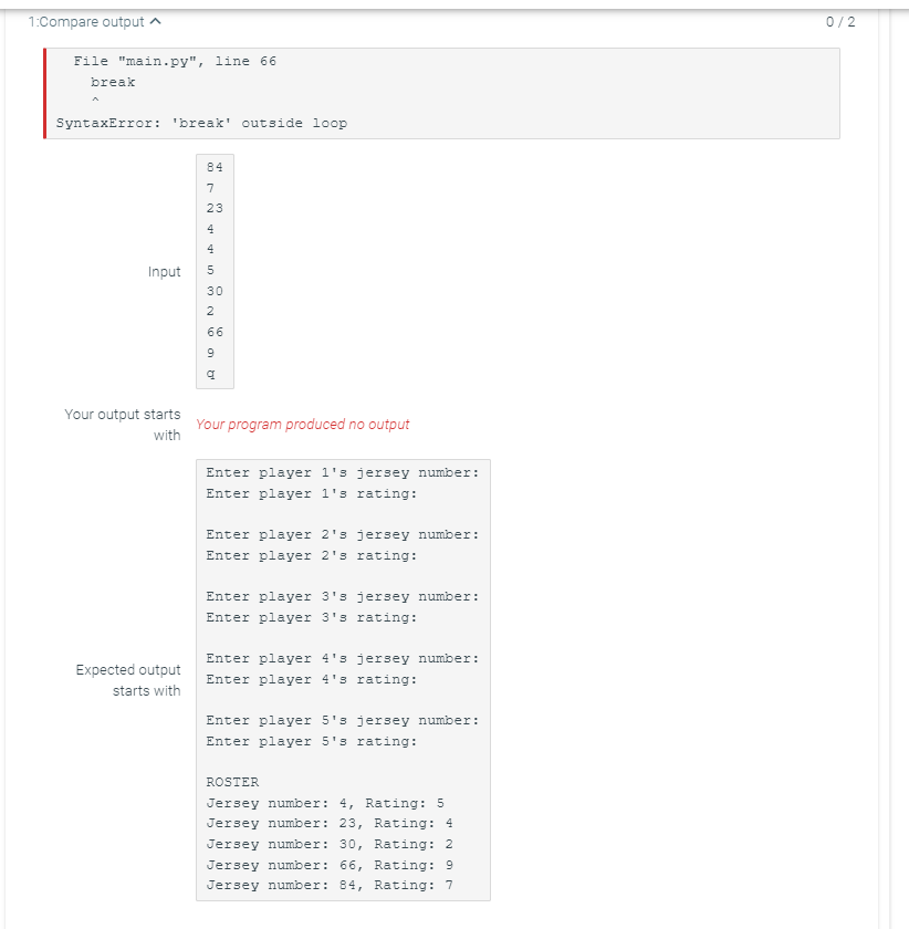 Solved Compare output . 0/2 File 