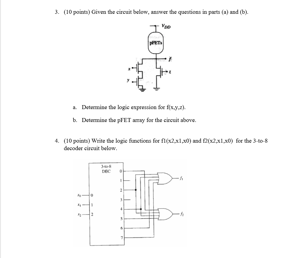 Solved 3. (10 points) Given the circuit below, answer the | Chegg.com