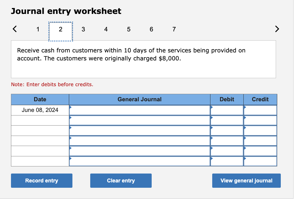 Solved Journal entry worksheet 7 Provide additional services Chegg com