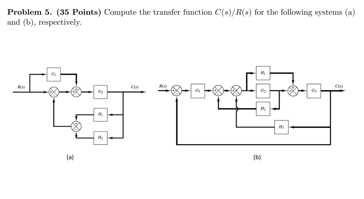 Transfer Function Table Problem Solved Problem 5. (35 Points) Compute the transfer function | Chegg.com