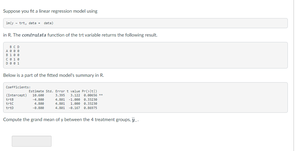 Solved Suppose you fit a linear regression model using 1m (y | Chegg.com