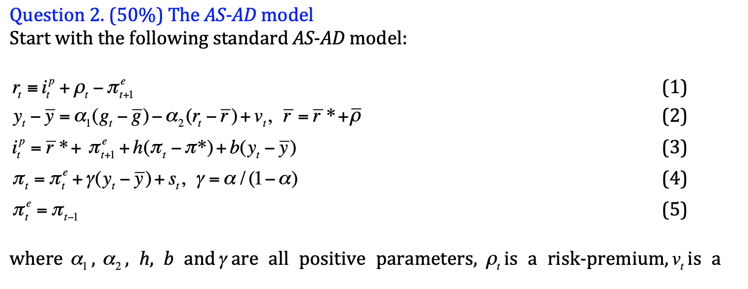 Question 2 50 The As Ad Model Start With The F Chegg Com