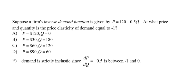 Solved Suppose A Firm's Inverse Demand Function Is Given By | Chegg.com