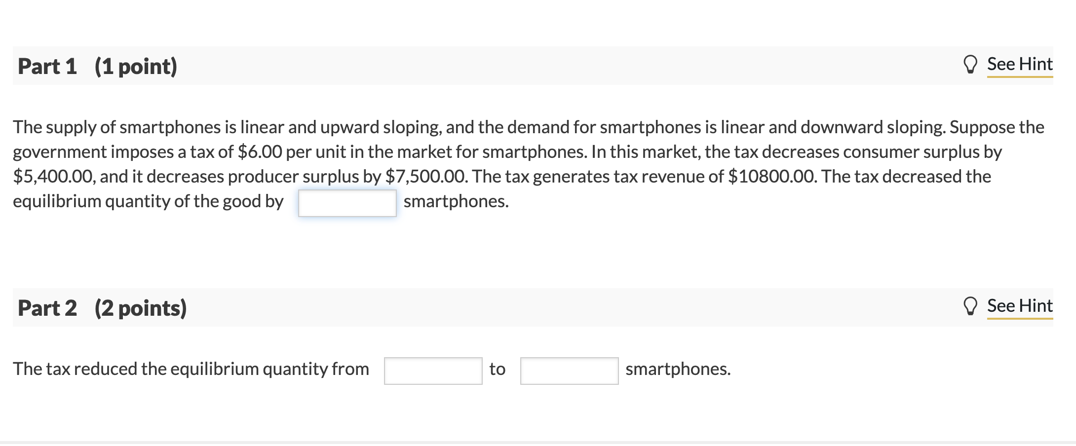 Solved Part 1 (1 point) ♡ See Hint The supply of smartphones | Chegg.com
