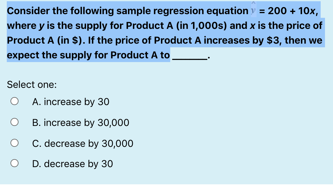 Solved Consider The Following Sample Regression Equation V = | Chegg.com