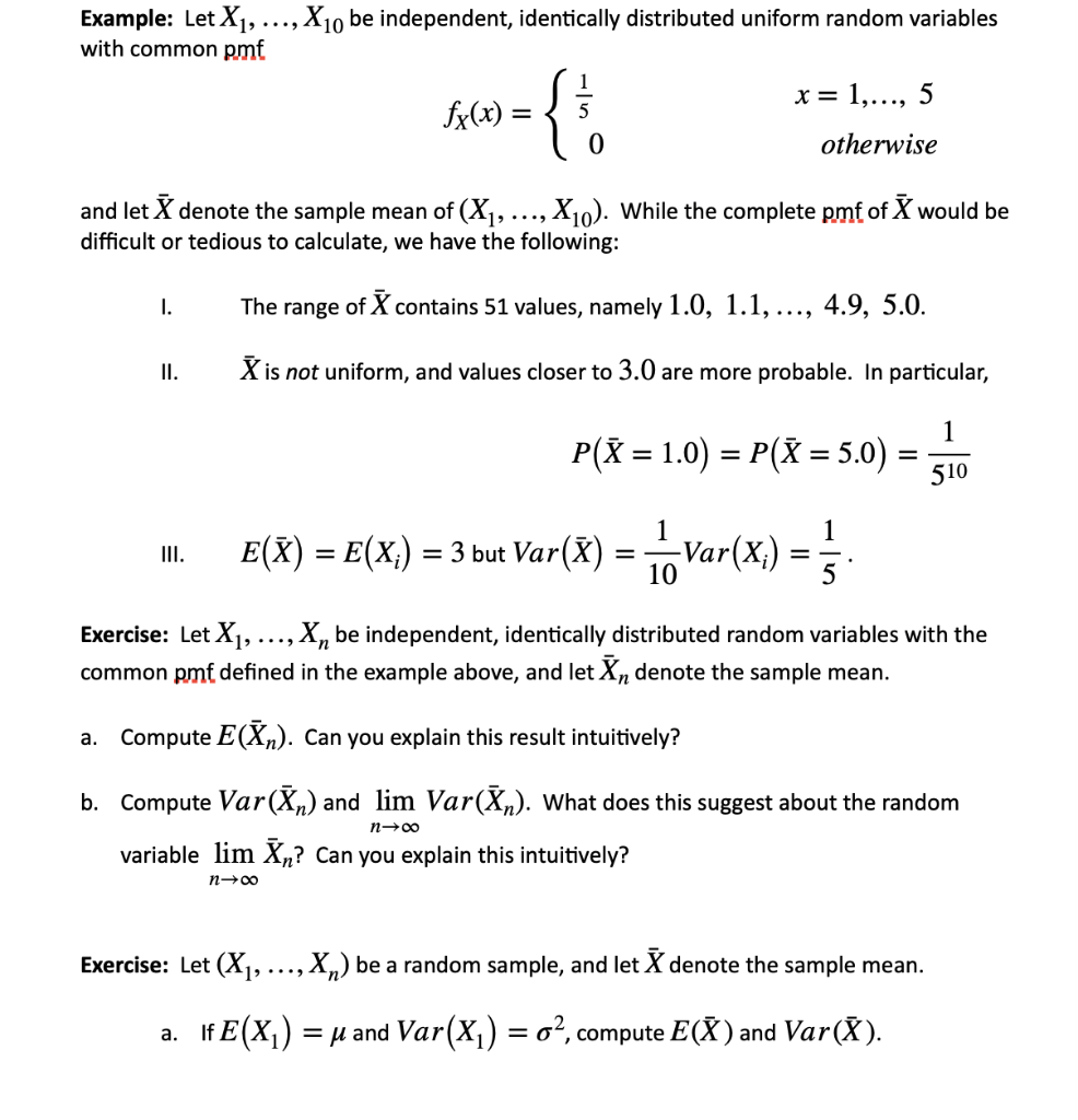 Solved Example: Let X1, ..., X10 be independent, identically | Chegg.com